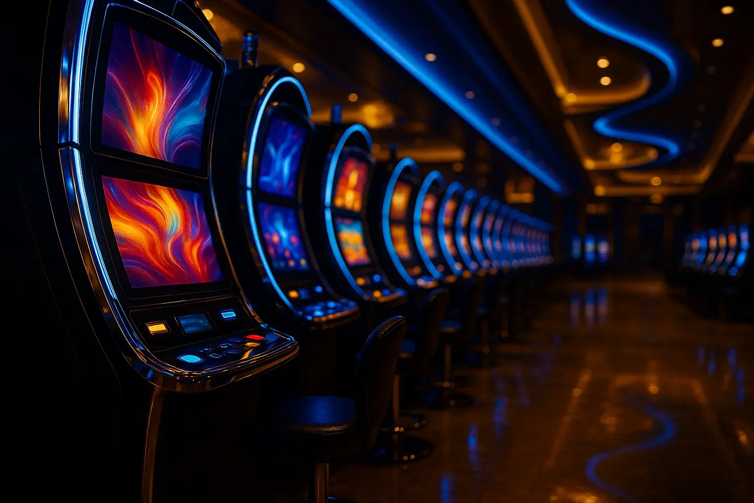 Mataas na kalidad na larawan ng premium na casino slots sa Manila sa gabi